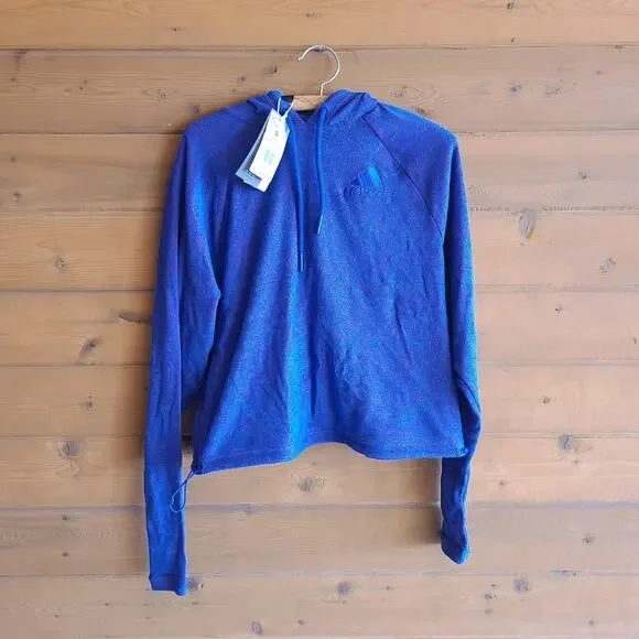 Adidas Lightweight Hoodie In Team Royal Blue Scarlet Melange NWT Small Pullover - Picture 2 of 4